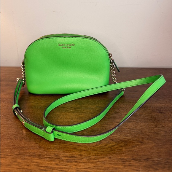 Authenticated Kate Spade New York Bright Green Dome Crossbody Bag - Picture 1 of 9